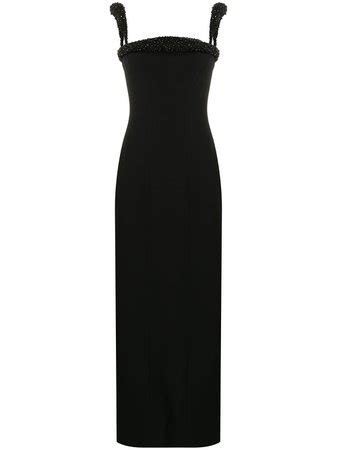 versace bead trim column dress